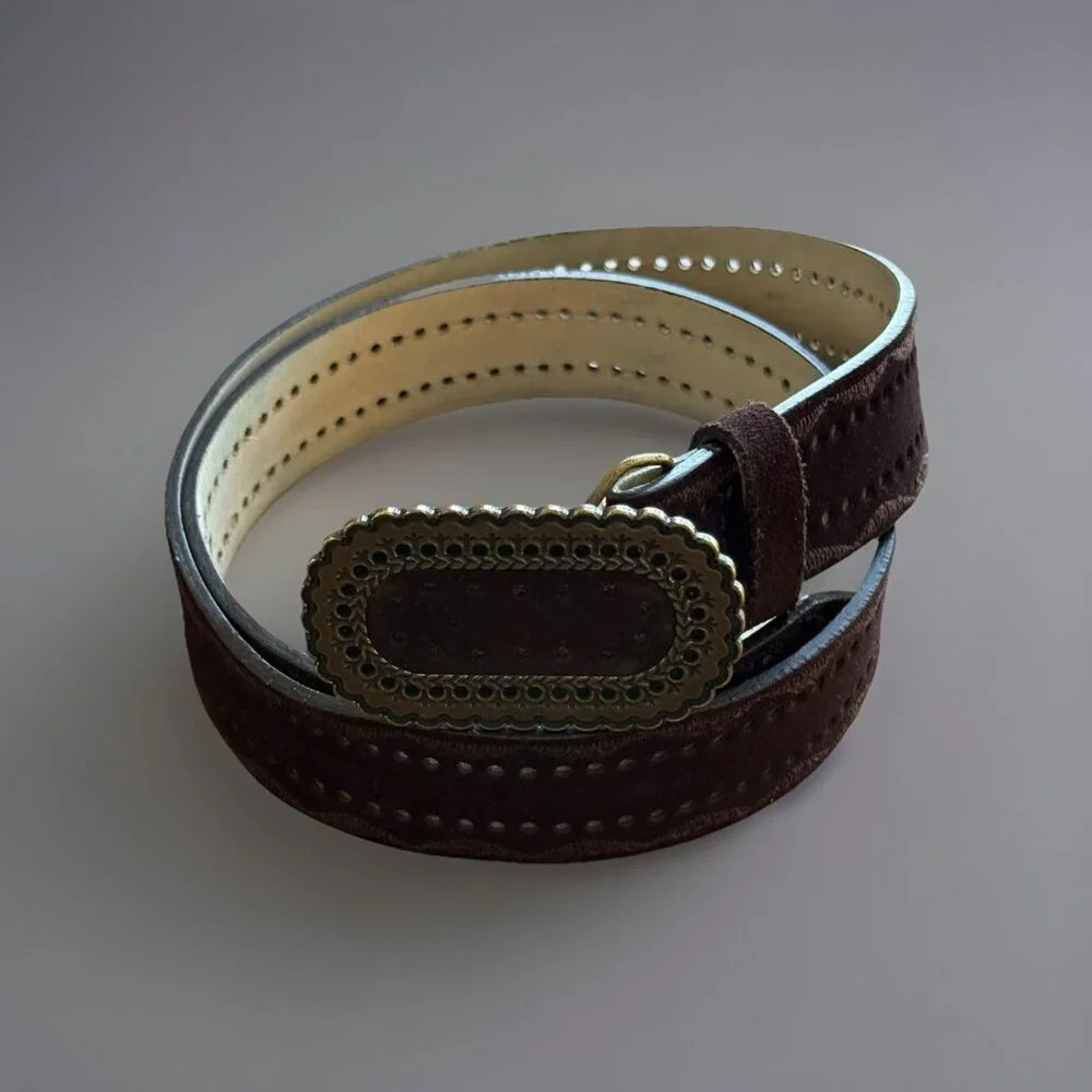 Suede Leather Belt Womens Sz M Brown Boho‎ Casual Festival Southwestern Country
